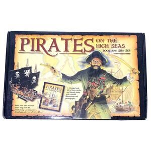 Pirate Model Ship Kit Pirates On The High Seas Book & Ship Set 2007 Wood NIP